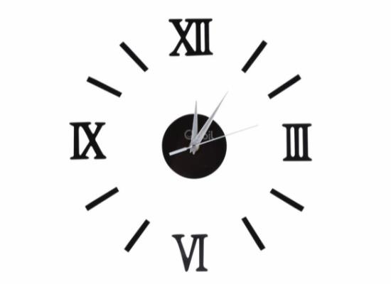 Horloge murale noire à chiffres romains 3D